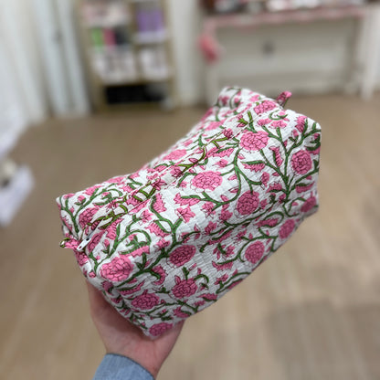 3 Piece Pink Vines Zipper Pouch