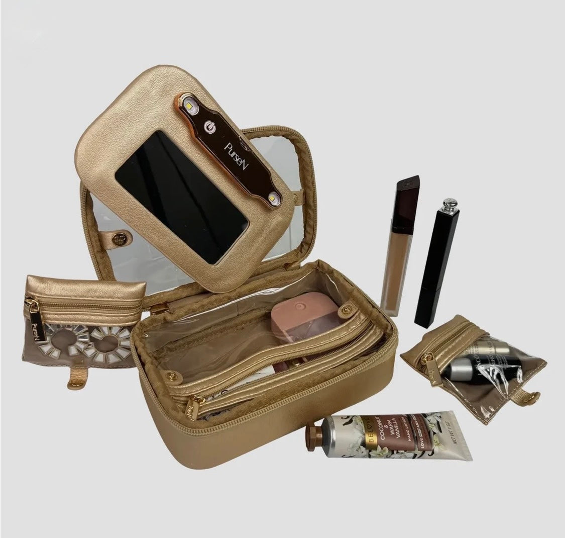 Littmini Gold Luster Lighted Mirror Case