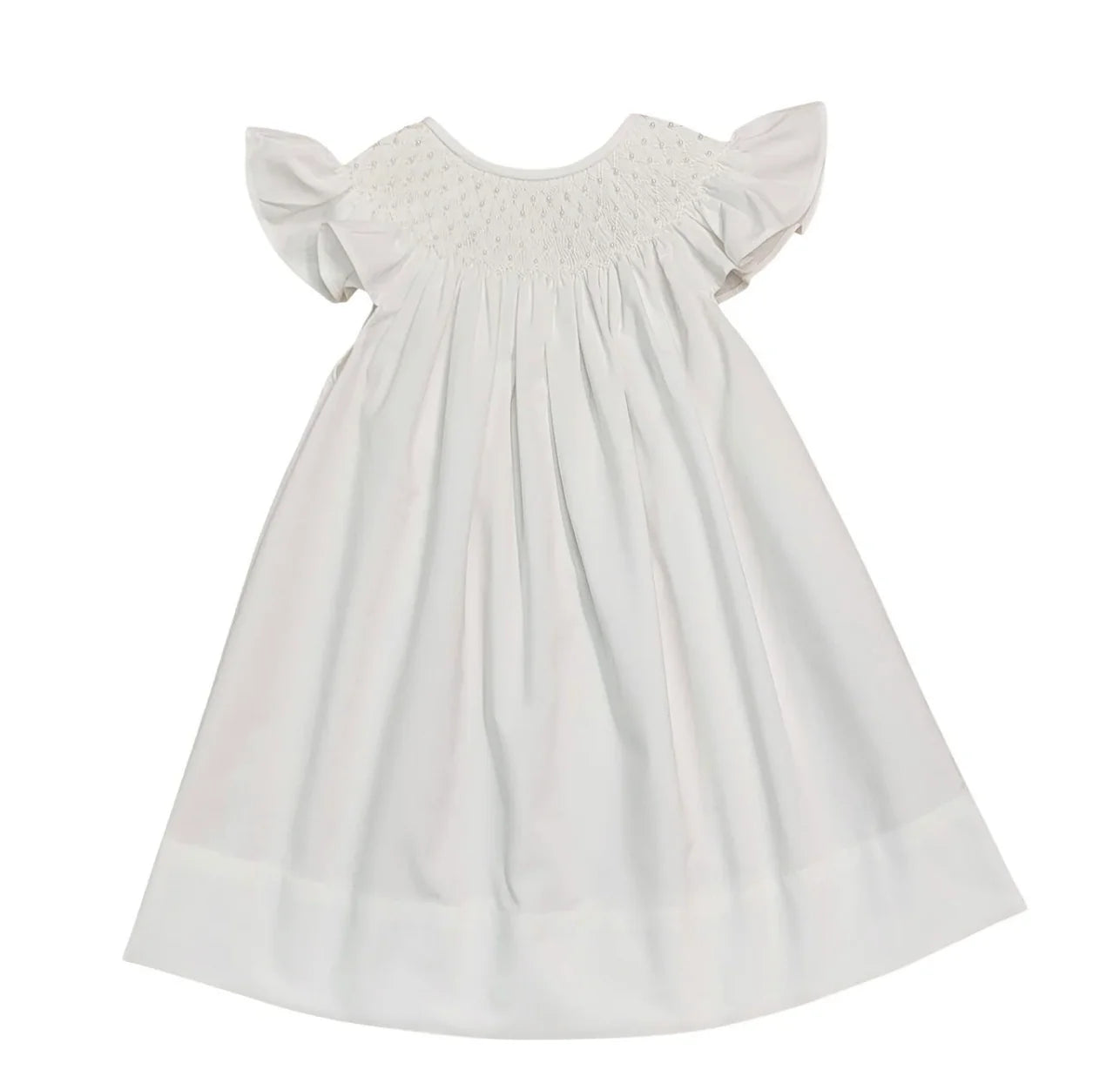 Pearl Smock Dress| White
