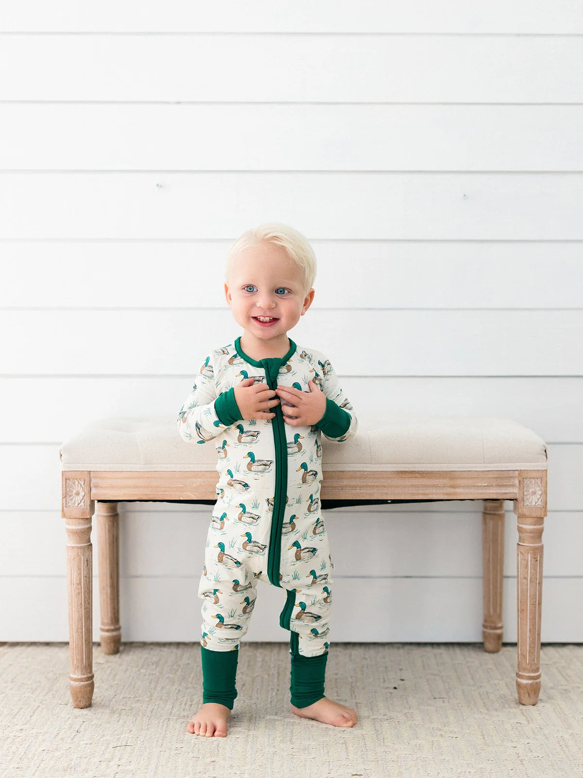 Duck Pond Bamboo Zipper Romper
