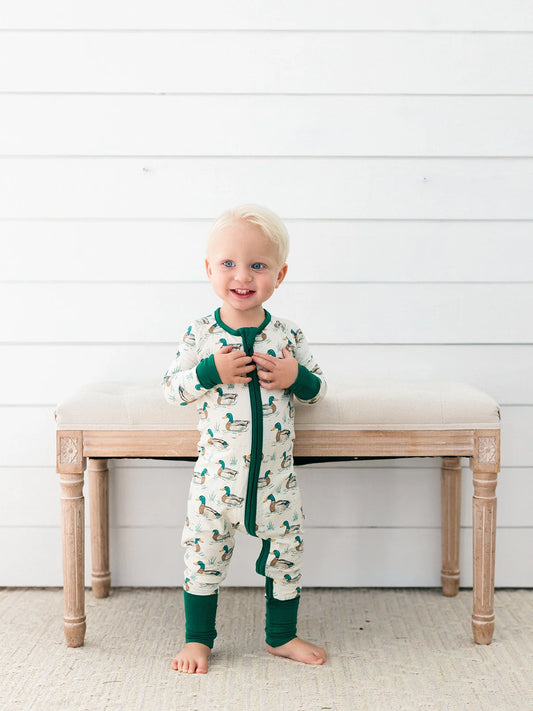 Duck Pond Bamboo Zipper Romper