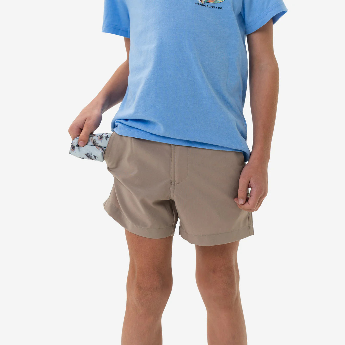 Youth Everyday Short - Cobblestone Khaki - Duck Hunt Pocket- Burlebo