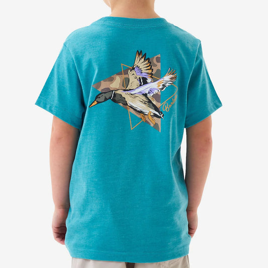 Youth Short Sleeve Tee - Pintail Diving Duck - Cyan-Burlebo
