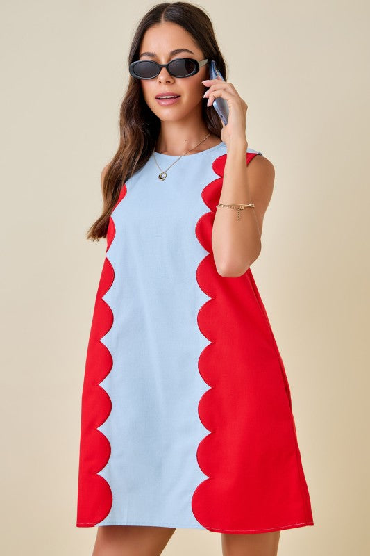 Red/Blue Panel Dress