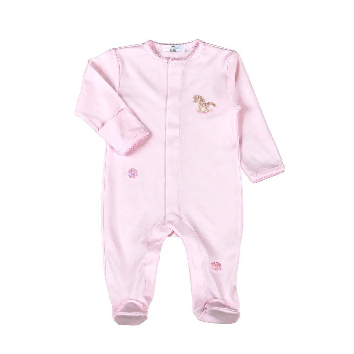 Baby Loren Pink Rocking Horse Pima Footie