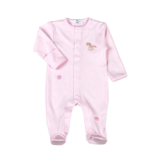 Baby Loren Pink Rocking Horse Pima Footie
