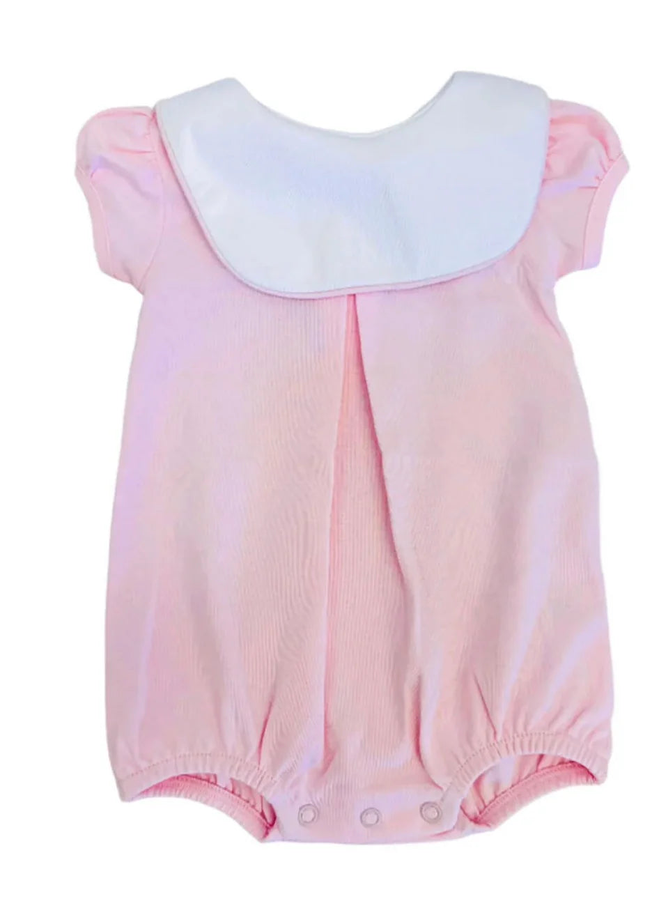 Pink Bib Pima Bubble White Piping