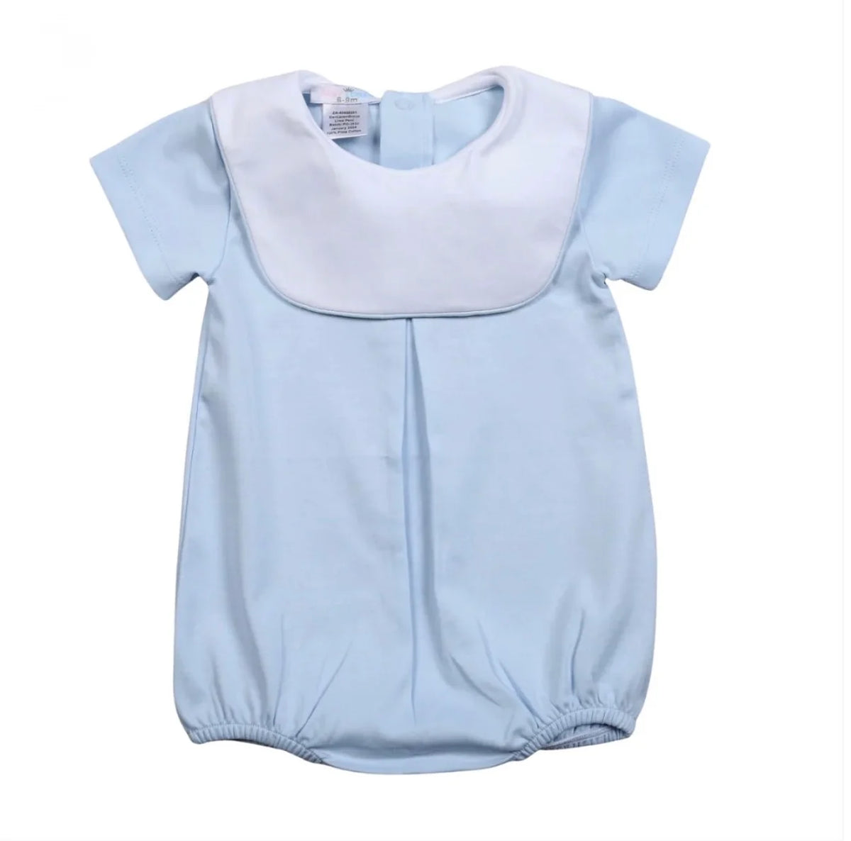 Blue Bib Pima Bubble White Piping