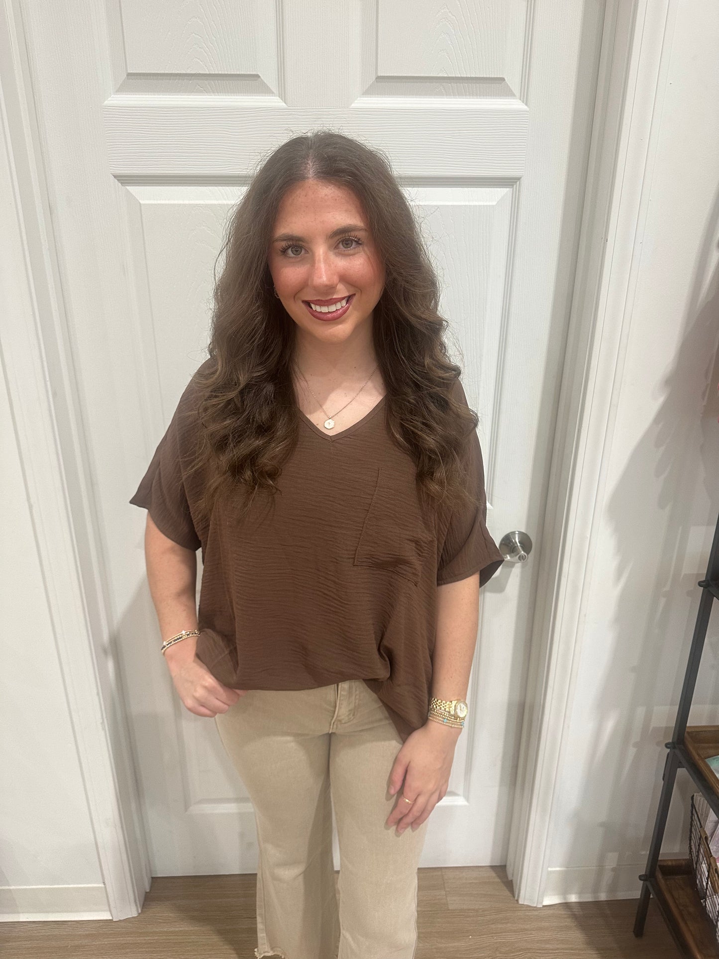 Woven Airflow Top-Brown