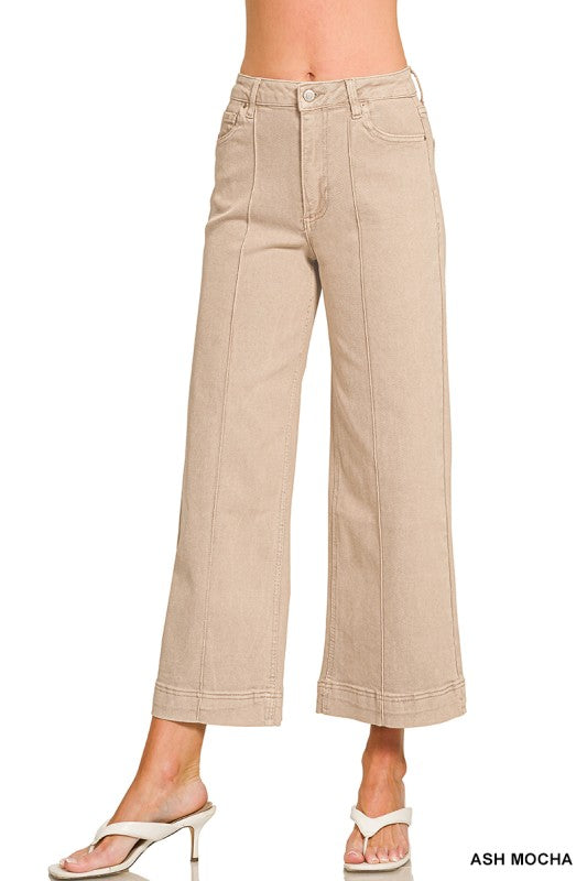 High Rise Pintuck Jeans-Ash Mocha