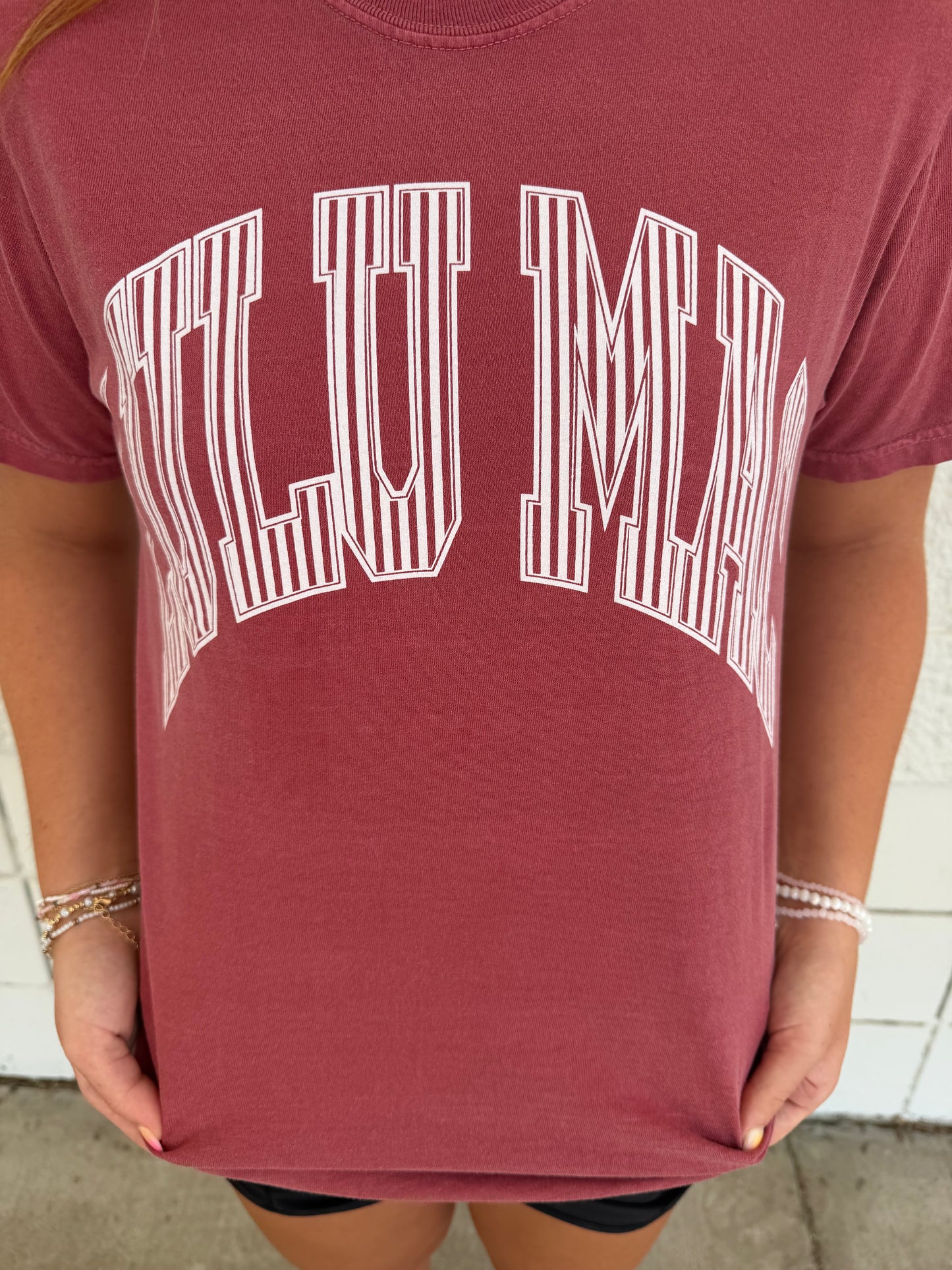 Maroon & White Stripe Tee | Lulu Mac