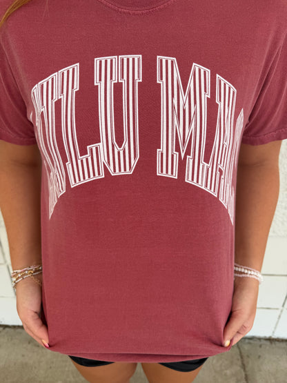 Maroon & White Stripe Tee | Lulu Mac
