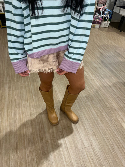 Satin Lace Shorts-Pearl Nude