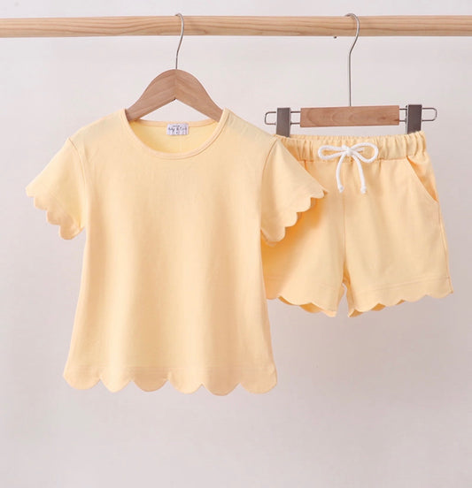 Yellow Scallop Short Set