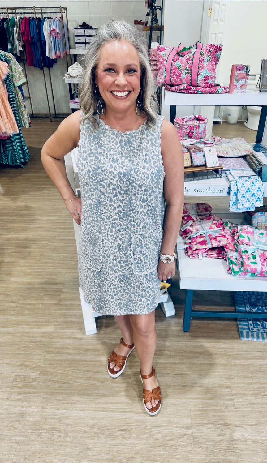 Leopard Scalloped Mini Dress