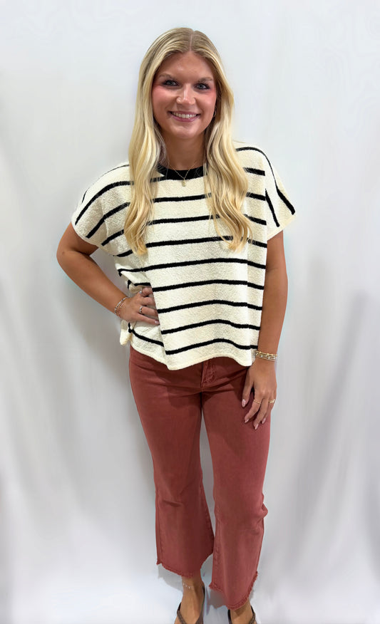 Black Striped Sweater Top