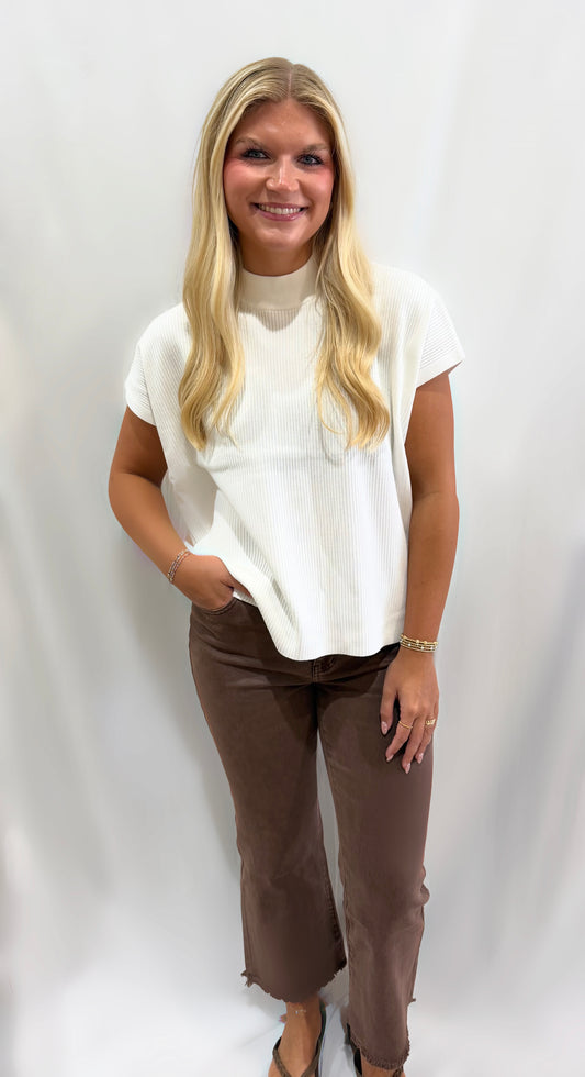 Ivory Mock Neck Knit Top