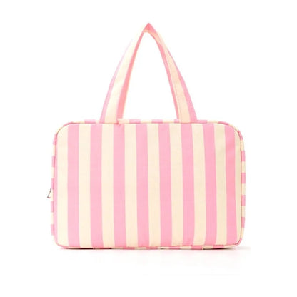 Pink Striped Shower Bag