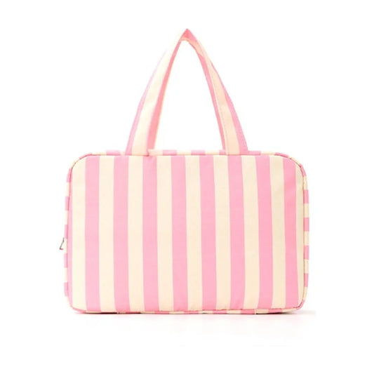 Pink Striped Shower Bag