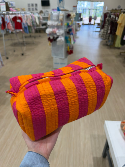 3 Piece Pink & Orange Zipper Pouch