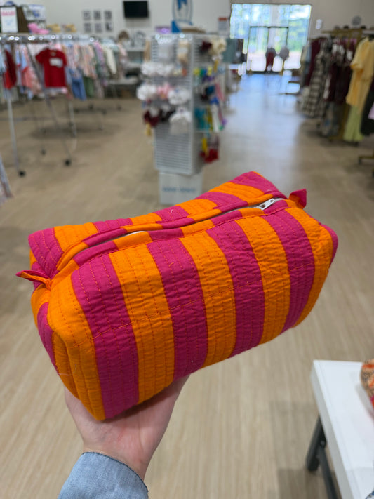 3 Piece Pink & Orange Zipper Pouch